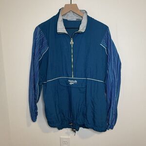 Vintage Women’s Reebok 1/2 Zip Windbreaker Jacket Green / Purple Size Small 90s